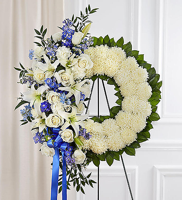 Serene Blessings&trade; Standing Wreath- Blue &amp; White