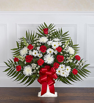 Heartfelt Tribute™ Floor Basket- Red & White