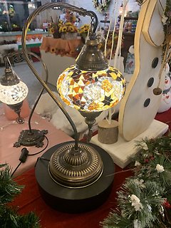 Mosaic Lamp Half Heart brown and gold