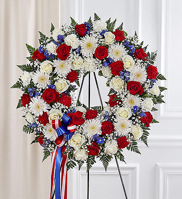 Serene Blessings&trade; Standing Wreath- Red, White &amp; Blue