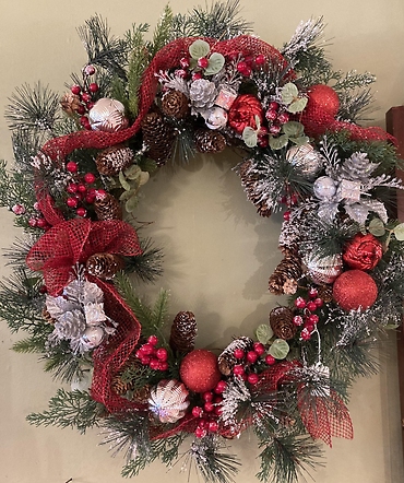 Silver and Red wreath