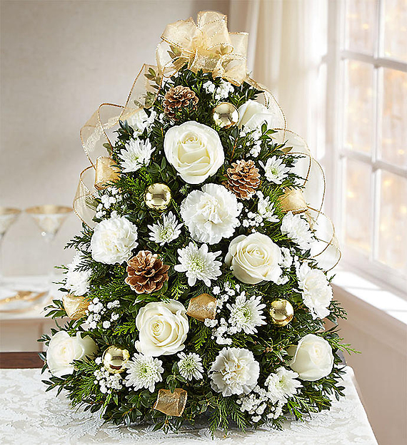 Glistening Gold Holiday Flower Tree