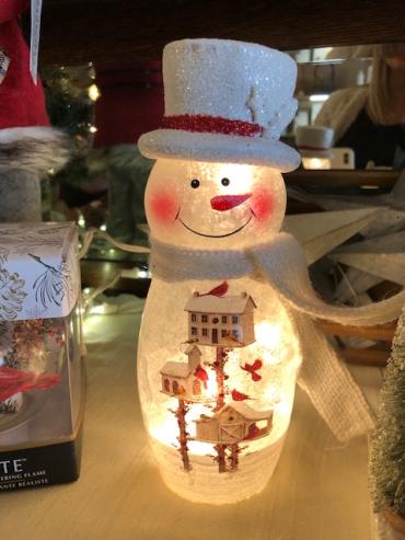 Snowman Light up Glass Vase