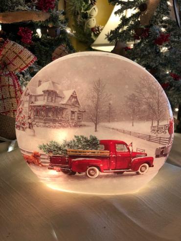 Country Christmas Truck Light up Orb