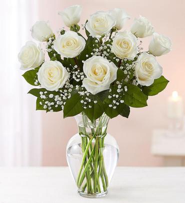 white roses medium stem