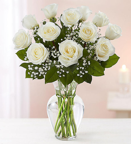Dozen White Stem Roses