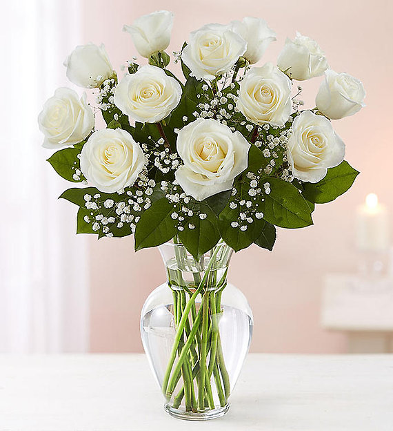 Dozen White Stem Roses