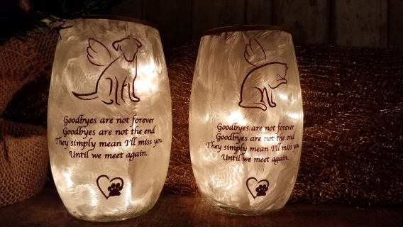 Dog or Cat Sympathy light up vase