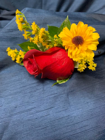 Red and Yellow Boutonniere