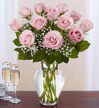 Dozen pink medium stem  roses