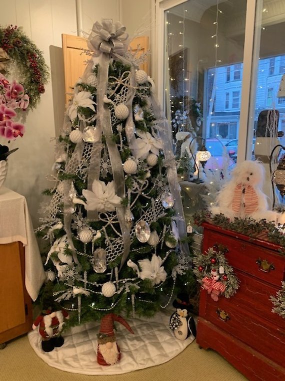 Christmas Tree with White Decorations