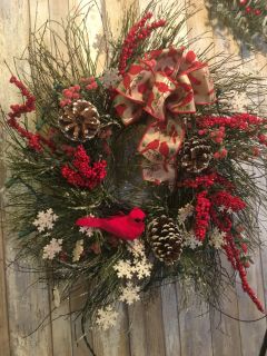 cardinal winter twig wreath