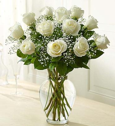 Dozen White Roses