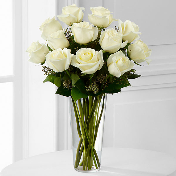 Premium Dozen White Rose Bouquet