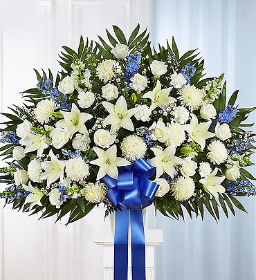 Heartfelt Sympathies&trade; Standing Basket- Blue &amp; White