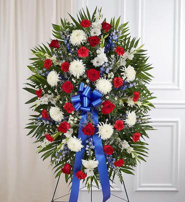 Red, White &amp; Blue Sympathy Standing Spray