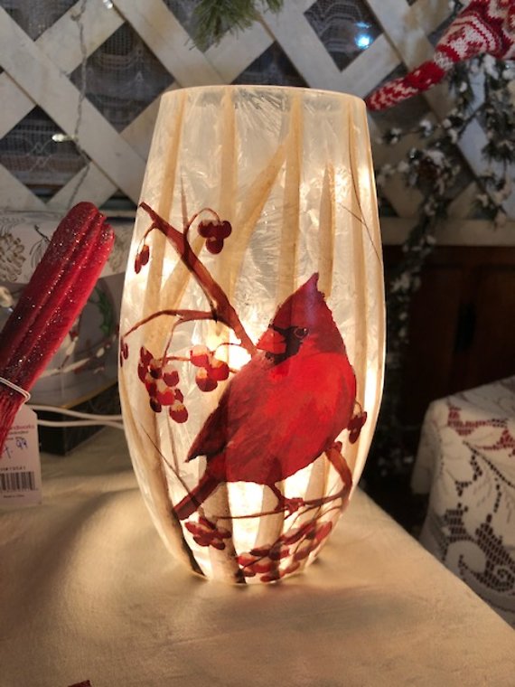 Frosted Birch and Cardinal Light