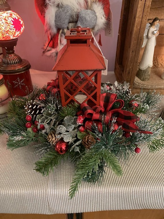 Red Lantern with berries and orniments