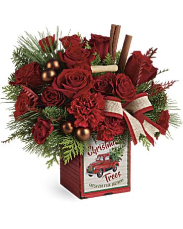 A Vintage Red Truck bouquet