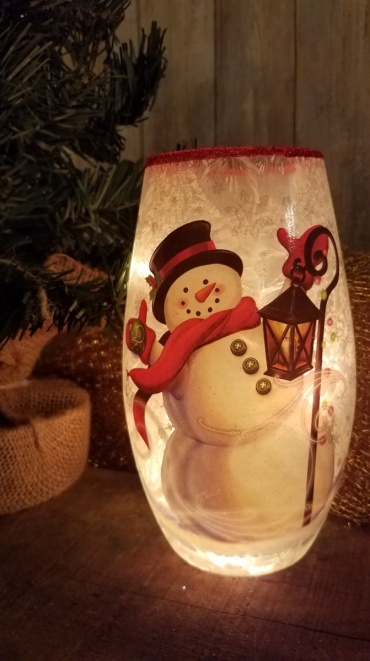 light up snowman w/ lantern