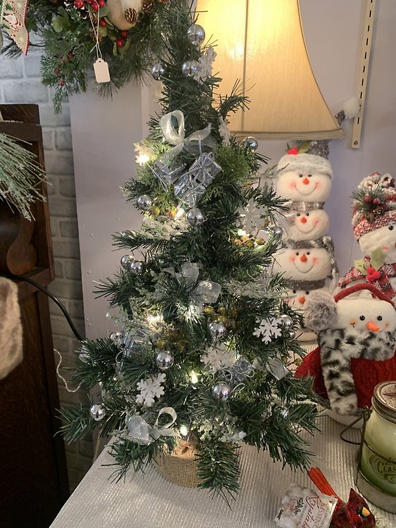 Silver Decorated Christmas tree with lights