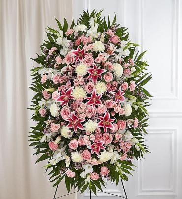 Pink &amp; White Sympathy Standing Spray