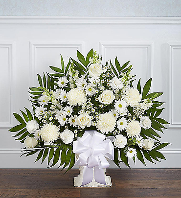 Heartfelt Tribute&trade; Floor Basket- White