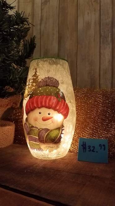 light up snowman w/cozy hat