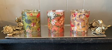 Floral printed and fragranced candles
