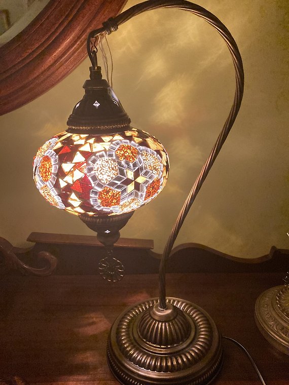 Large Gooseneck Mosaic Lamps