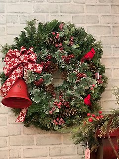 Silk Wreath with a red bow