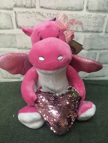 Plush Dragon w/ glitter heart