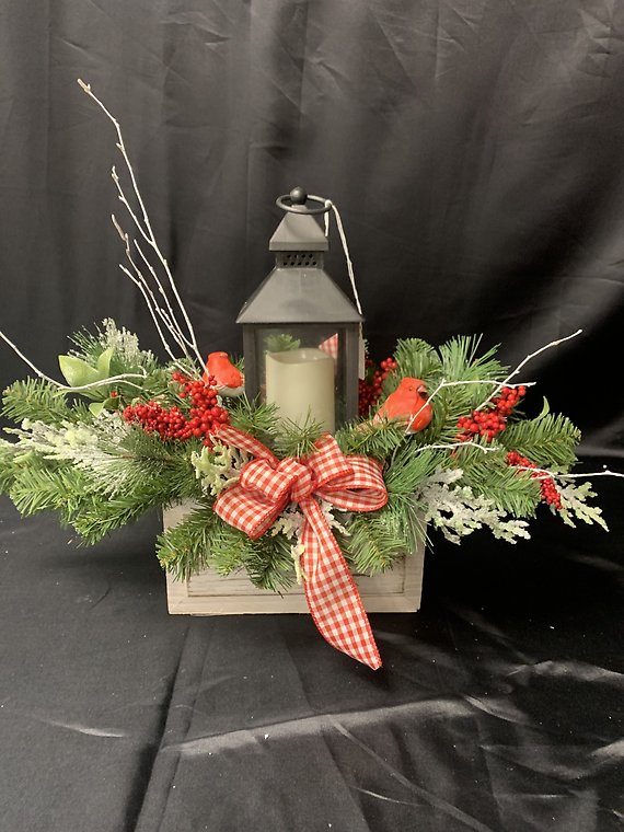 Cardinal Timed candle silk arrangement