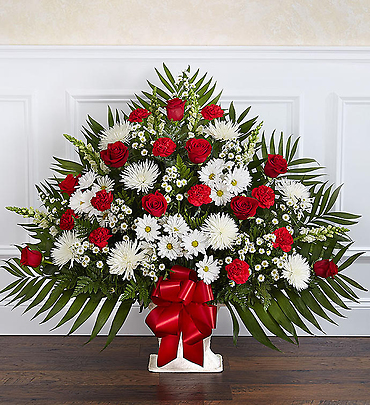 Heartfelt Tribute™ Floor Basket- Red & White