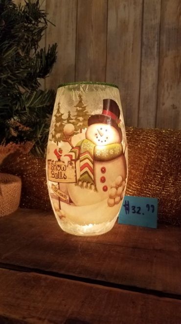 light up snowman w/ snowballs