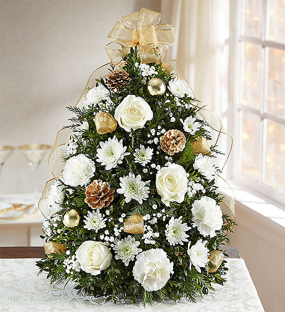 Glistening Gold Holiday Flower Tree