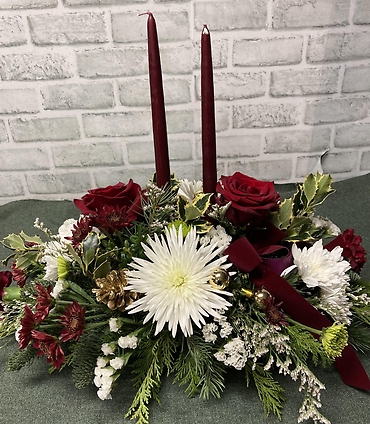 Burgundy and Gold Centerpiece